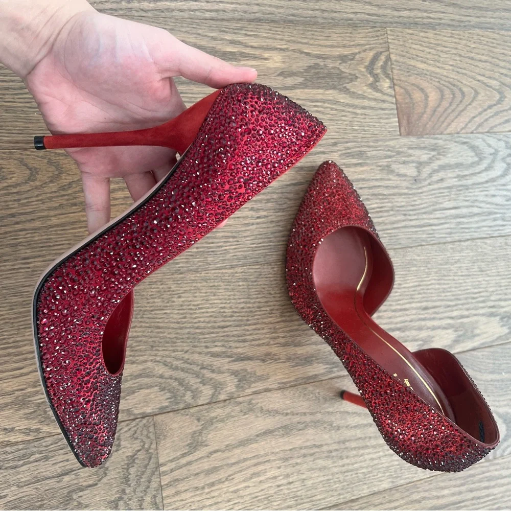 Gucci Red Crystal-Embellished Women's Heels - Picture 5 of 8